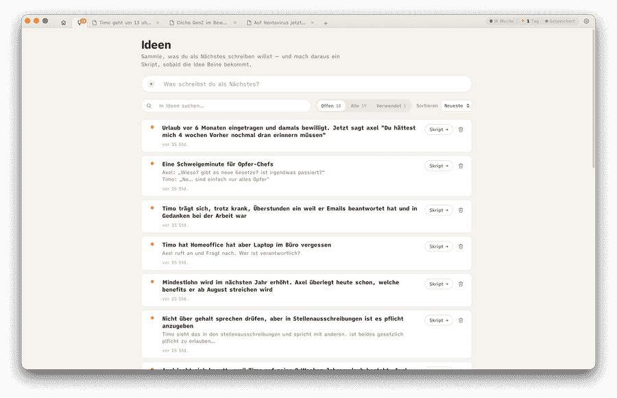 ScriptZ ideas inbox